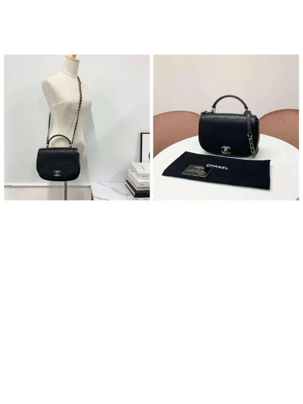Chanel Quilted CC Logo Calfskin Top Handle